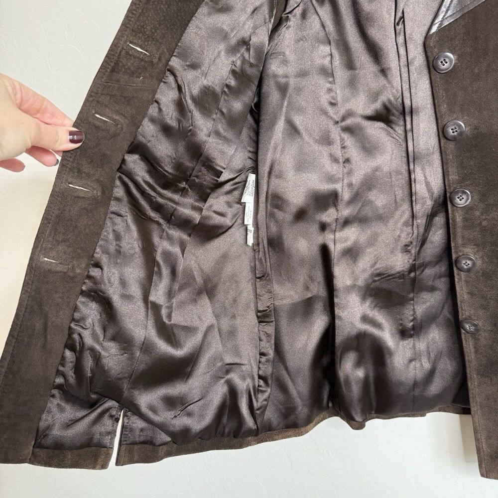 Vintage Cache Size M Suede Vest Chocolate Brown Longline Western Bobo Festival - Picture 3 of 16